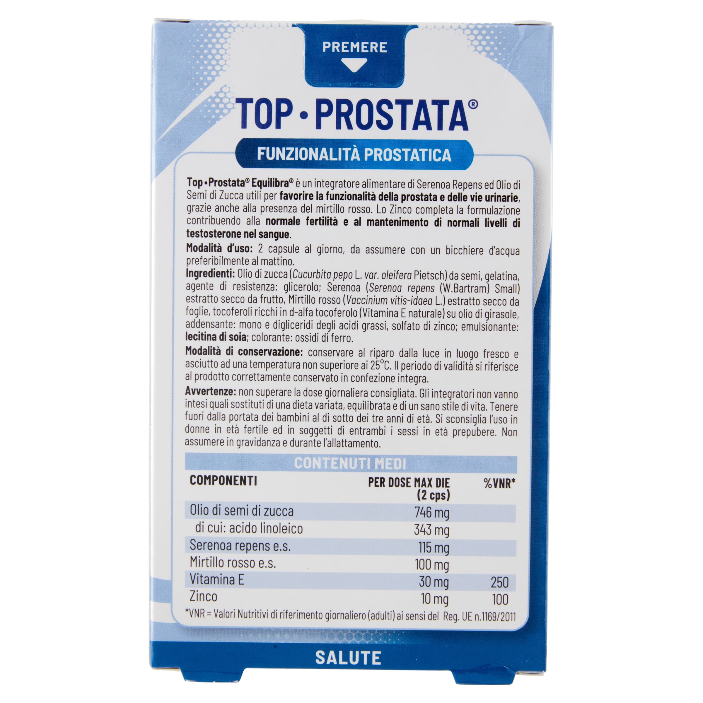 Integratore Top Prostata Equilibra per uomo, 40 capsule