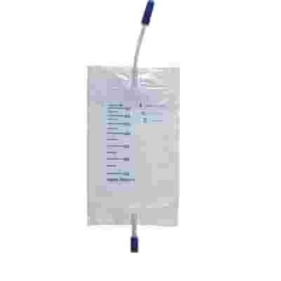 SACCA DI DRENAGGIO GAMBA PER RACCOLTA URINA IN PVC MORBIDO COLORE TRASPARENTE CON SCALA GRADUATA CAPACITA' 0,75 LITRI CON TUBO CORTO PERSONAL 10 PEZZI