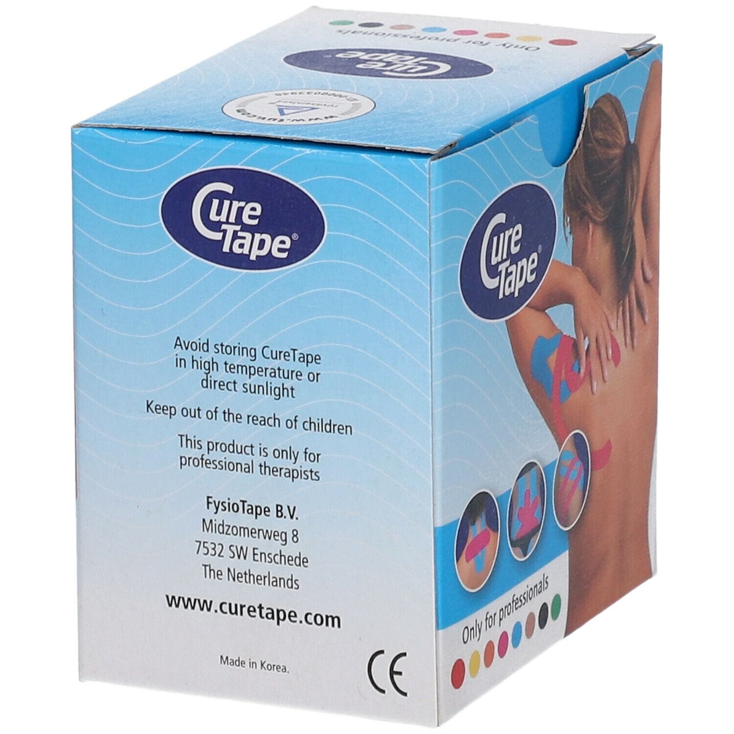 Nastro kinesiologico Cure Tape Azzurro in cotone, 5x500 cm