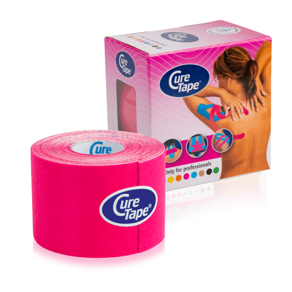 Cure Tape Rosa kinesiologico in cotone, 5x500 cm