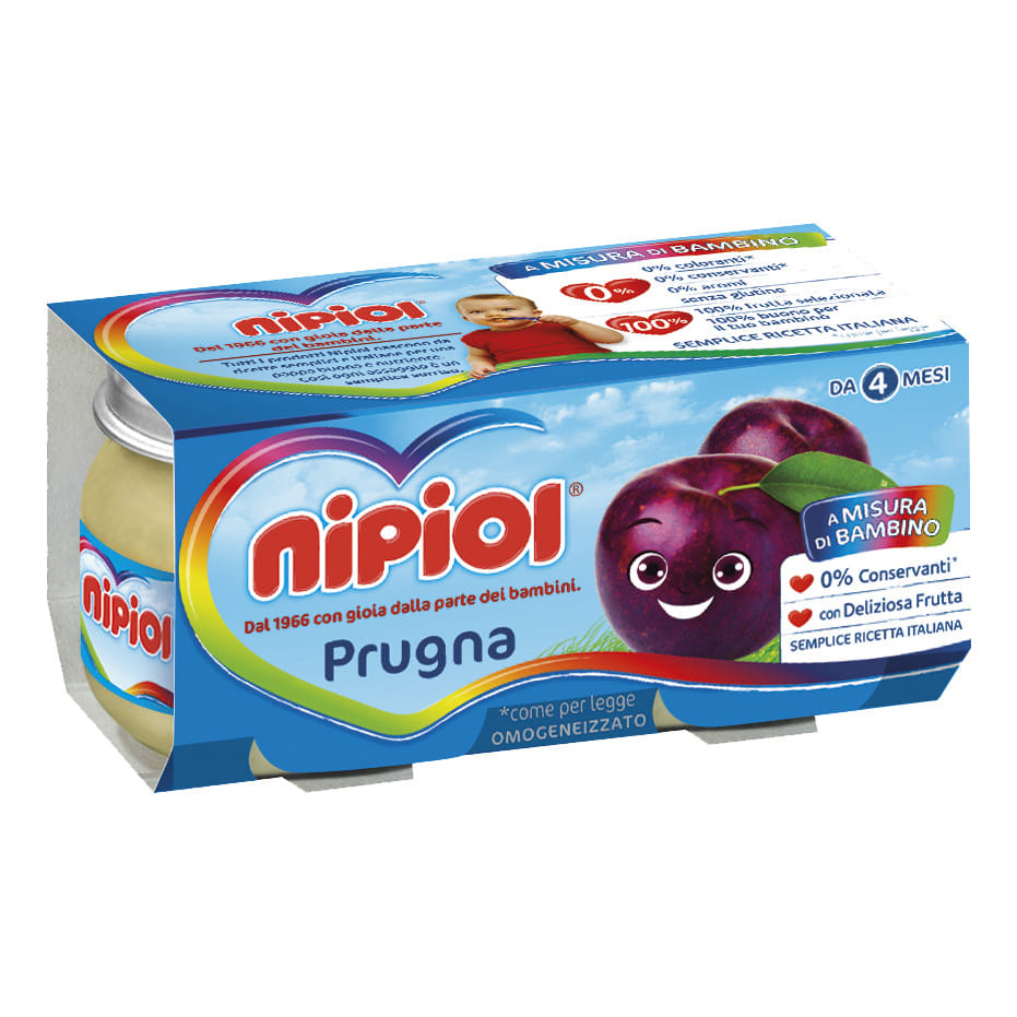 Omogeneizzato Nipiol alla Prugna per Neonati, 80g x2