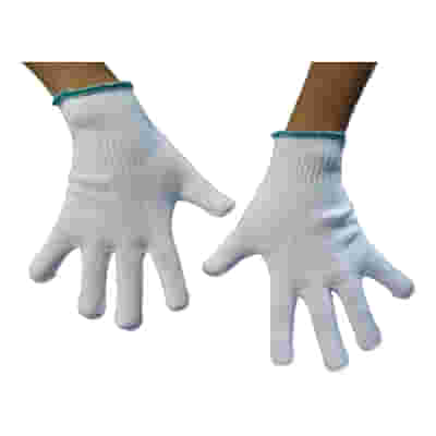 GUANTO AMBIDESTRO IN COTONE MONOFILO BIANCO PER ALLERGIE DERMATOLOGICHE SENZA CUCITURE POLSINO ELASTICO LARGHEZZA 65 MM 8 1 PAIO