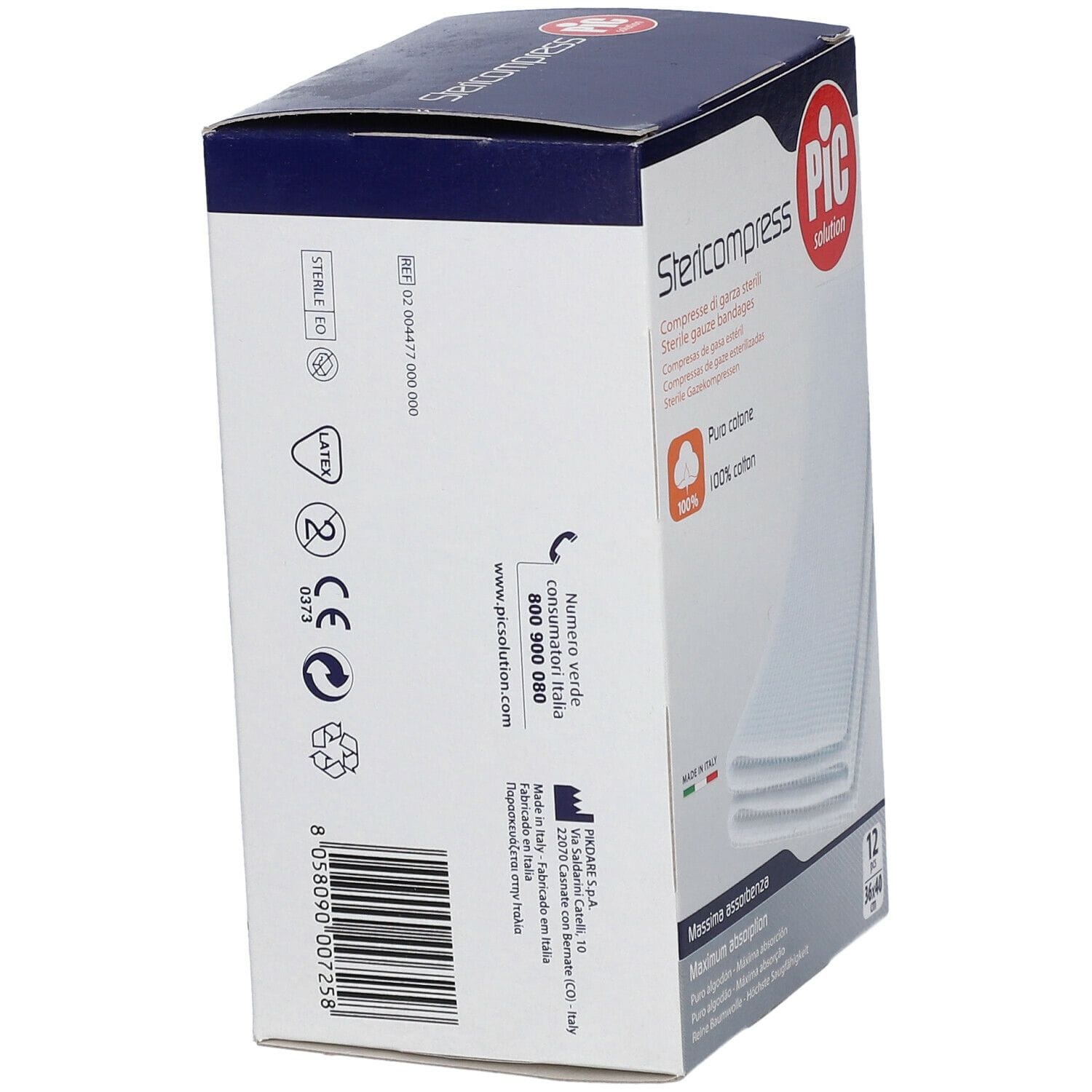 GARZA PIC STERICOMPRESS 36X40 CM 12 PEZZI