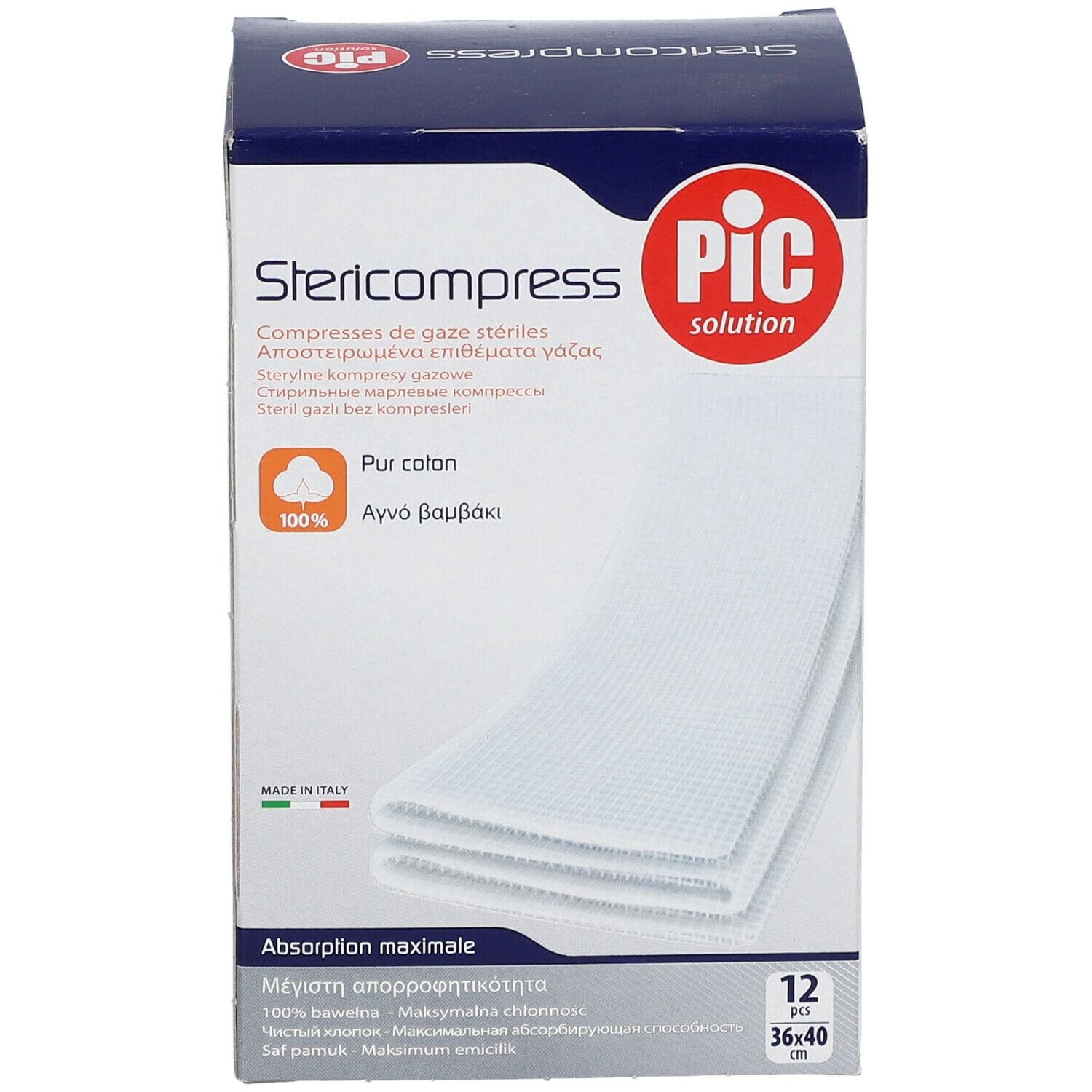 GARZA PIC STERICOMPRESS 36X40 CM 12 PEZZI