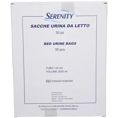 SACCA DI DRENAGGIO DA LETTO PER INCONTINENZA SERENITY TUBO 130 CM 30 PEZZI SACCA DI DRENAGGIO DA LETTO PER INCONTINENZA SERENITY TUBO 130 CM 30 PEZZI
