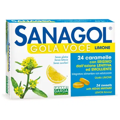 SANAGOL GOLA VOCE SENZA ZUCCHERO LIMONE 24 CARAMELLE SANAGOL GOLA VOCE SENZA ZUCCHERO LIMONE 24 CARAMELLE
