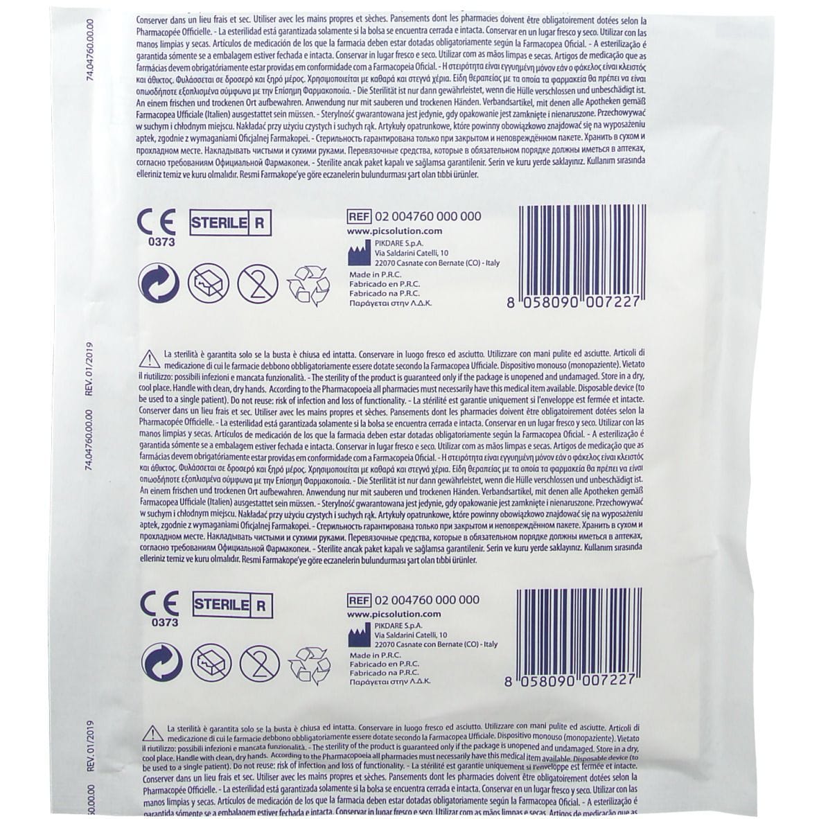Garza Sterile PIC 10x10cm 4 Strati per Medicazione, 25 Pezzi