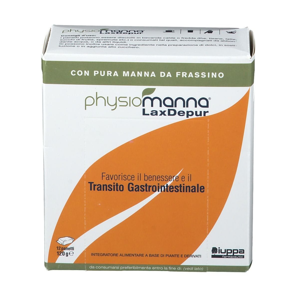 Lassativo Physiomanna Laxdepur Mannite, 12 panetti da 10g