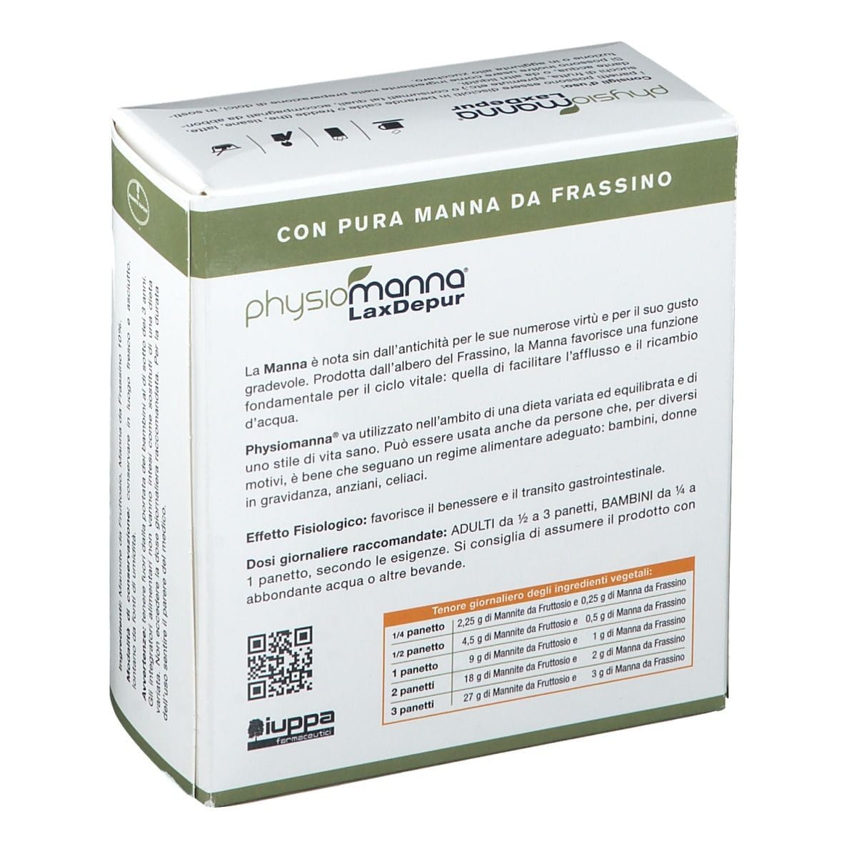 Lassativo Physiomanna Laxdepur Mannite, 12 panetti da 10g