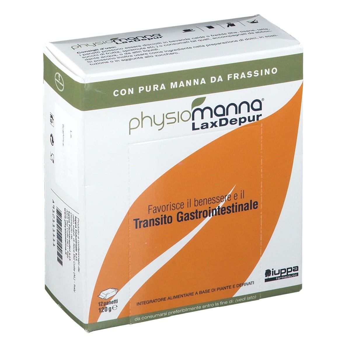 Lassativo Physiomanna Laxdepur Mannite, 12 panetti da 10g