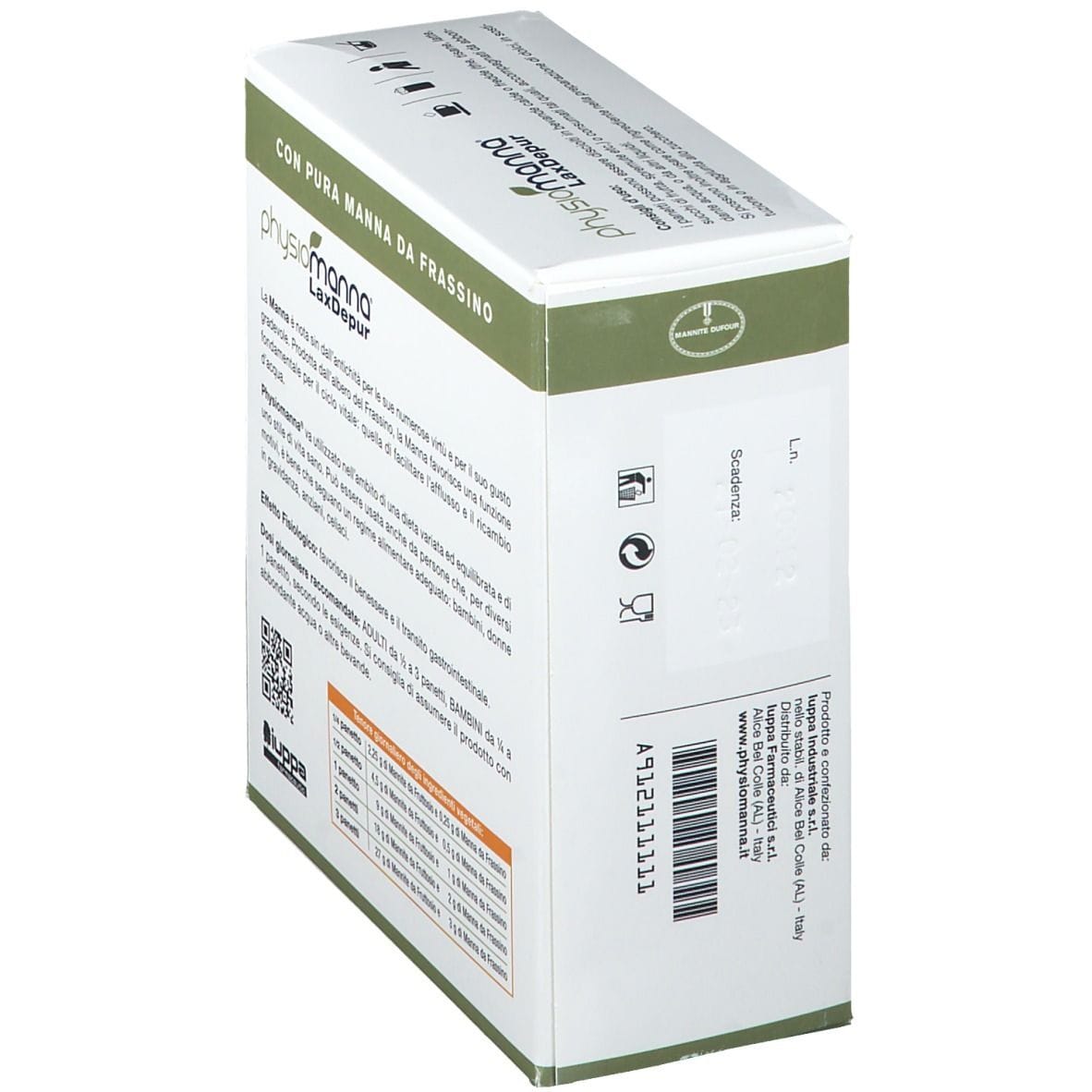 Lassativo Physiomanna Laxdepur Mannite, 12 panetti da 10g