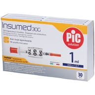 SIRINGA INSULINA PIC INSUMED 1 ML 100 UI AGO GAUGE 30 12,7 MM SENZA SPAZIO MORTO 30 PEZZI