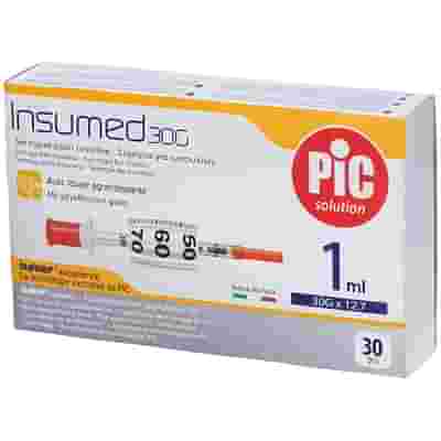 SIRINGA INSULINA PIC INSUMED 1 ML 100 UI AGO GAUGE 30 12,7 MM SENZA SPAZIO MORTO 30 PEZZI