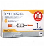 SIRINGA PER INSULINA PIC INSUMED 1 ML 100 UI AGO GAUGE 30 LUNGHEZZA 8 MM SENZA SPAZIO MORTO 3 SACCHETTI DA 10 PEZZI