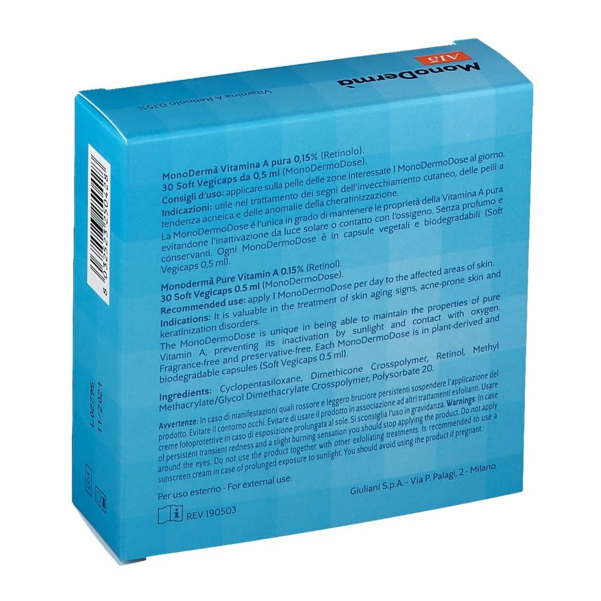 MONODERMA' A15 GEL 30 SOFT VEGICAPS DA 0,5 ML