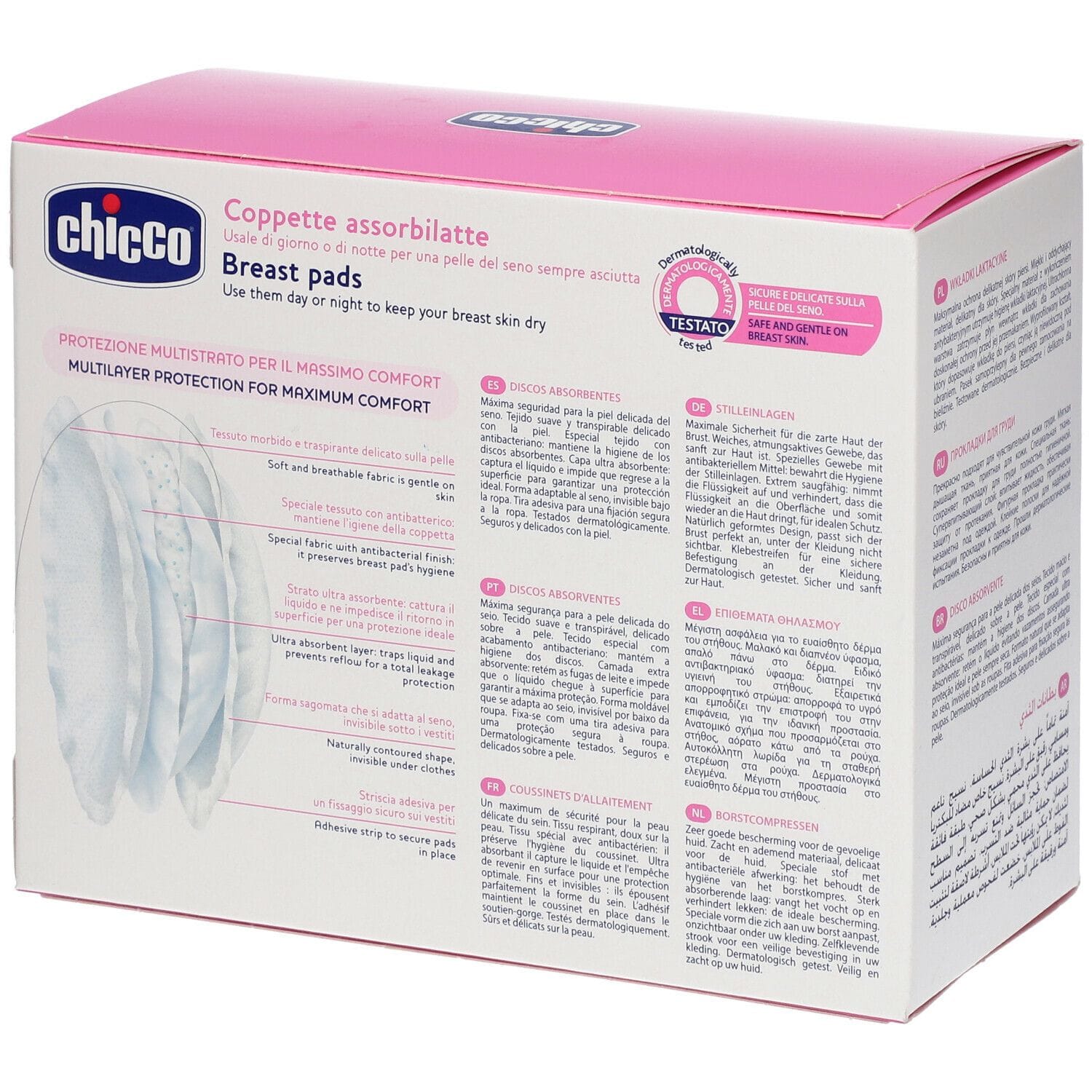 CHICCO COPPETTA ASSORBILATTE ANTIBATTERICA 30 PEZZI