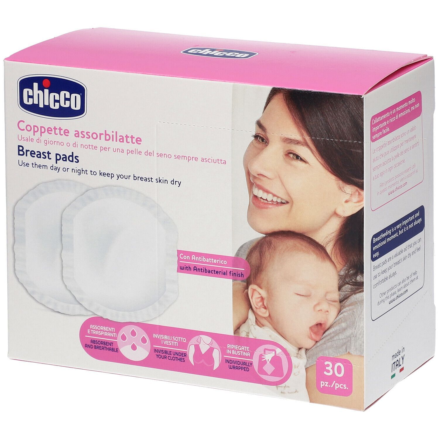 Chicco Coppetta Assorbilatte Antibatterica 30 Pezzi