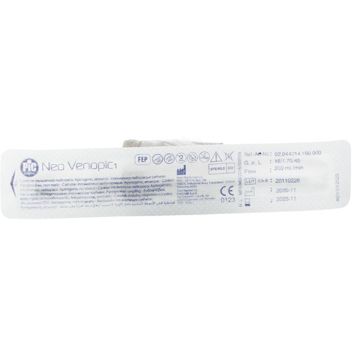 Ago Cannula Sterile Venopic 1 Via Gauge 16, 45mm Monouso