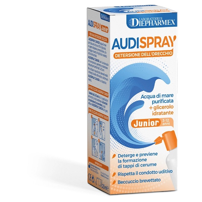 Audispray Junior 3 12 Anni Soluzione Di Acqua Di Mare Ipertonica Spray Senza Gas Igiene Orecchio 25 Ml