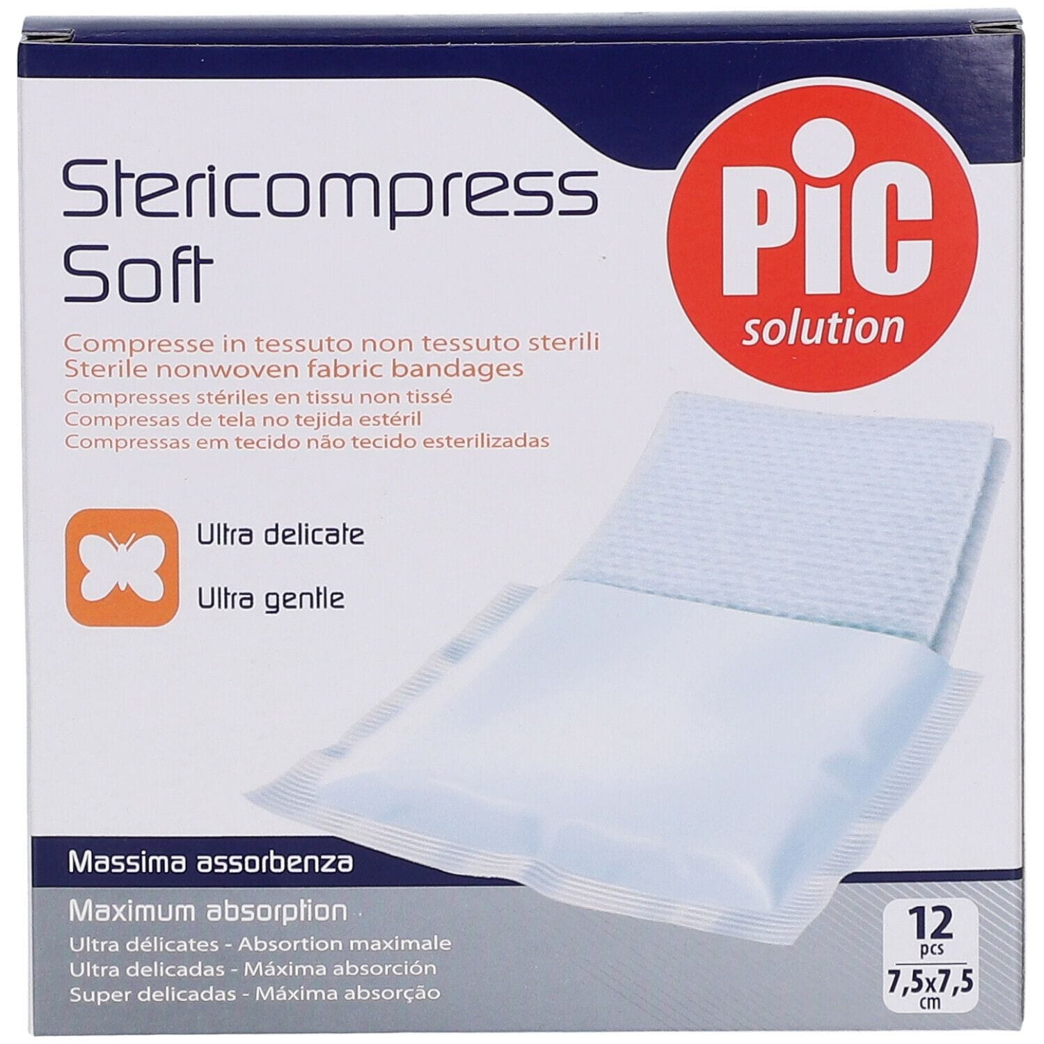 Garza Compressa TNT Stericompress Soft 7,5x7,5cm, 12 pezzi
