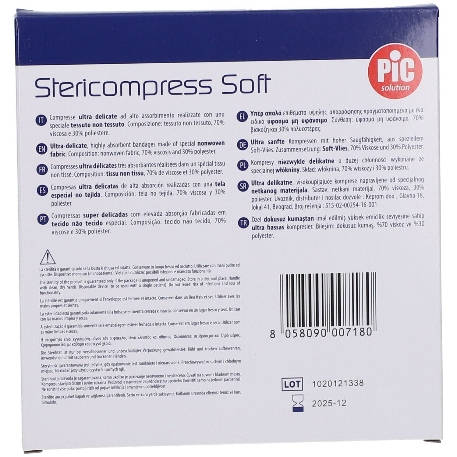 Garze compresse TNT Stericompress Soft 10x10cm, 6 pezzi