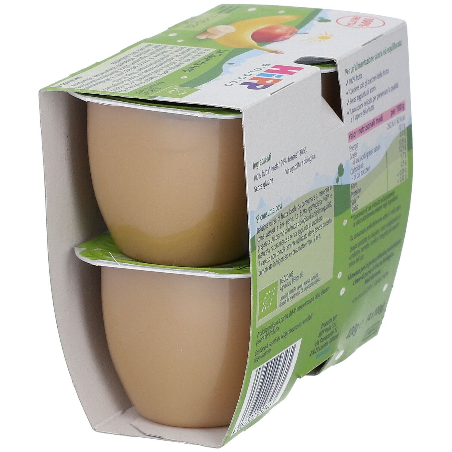 Dessert biologico HiPP Mela e Banana per bebè, 4x100g
