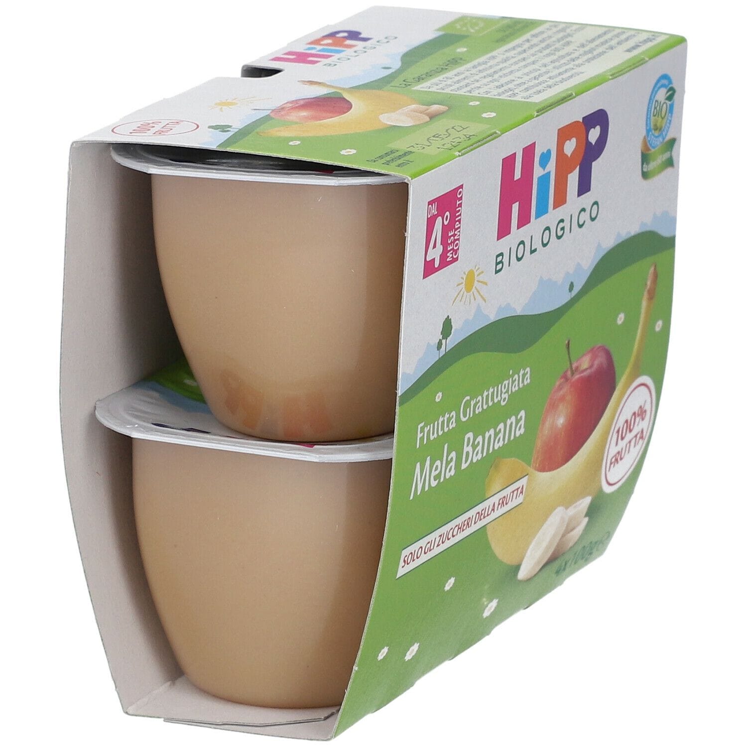Dessert biologico HiPP Mela e Banana per bebè, 4x100g