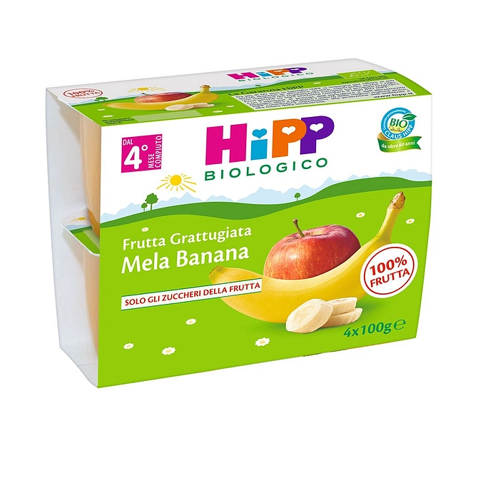 Hipp Bio Frutta Grattuggiata Mela Banana 4 X100 G