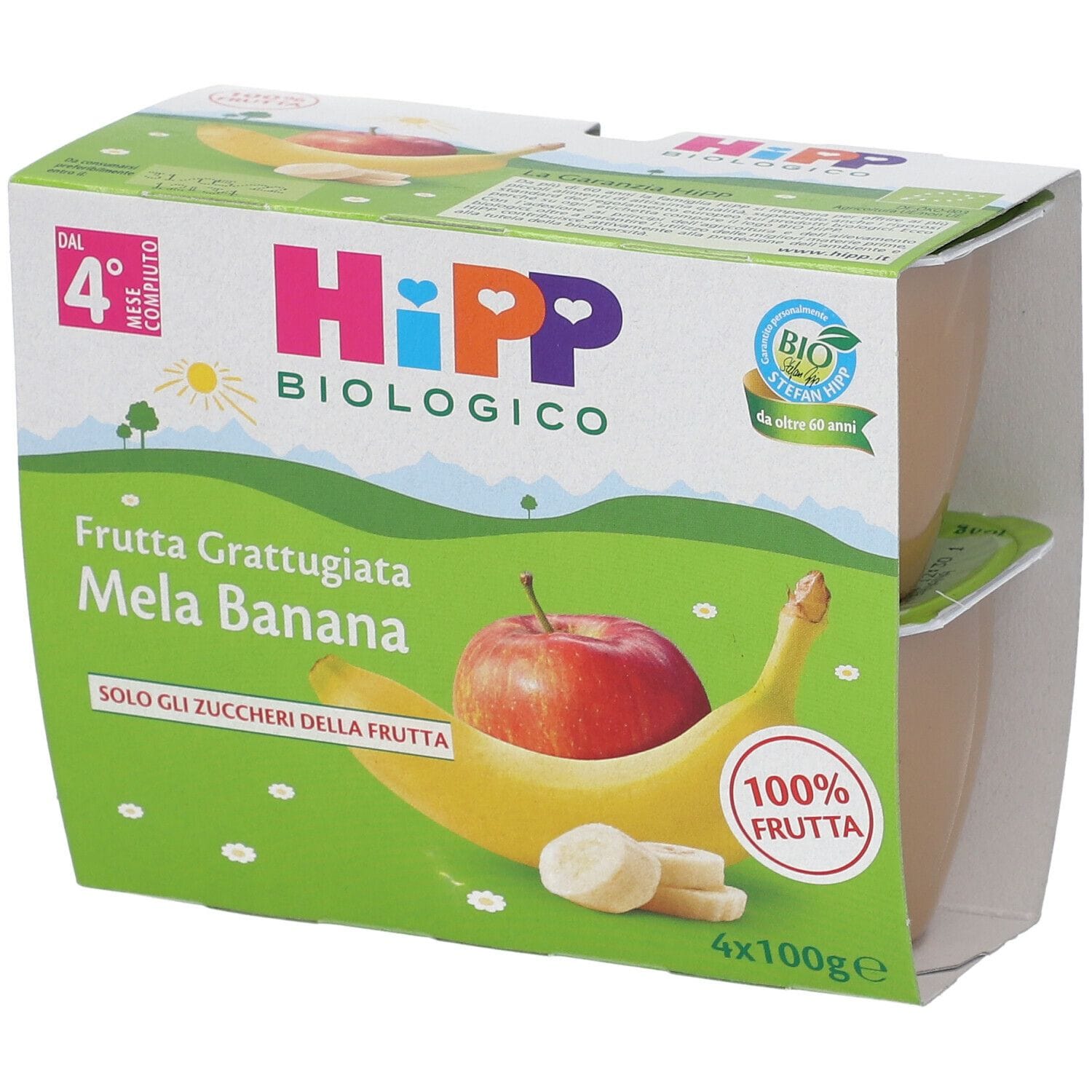 Dessert biologico HiPP Mela e Banana per bebè, 4x100g