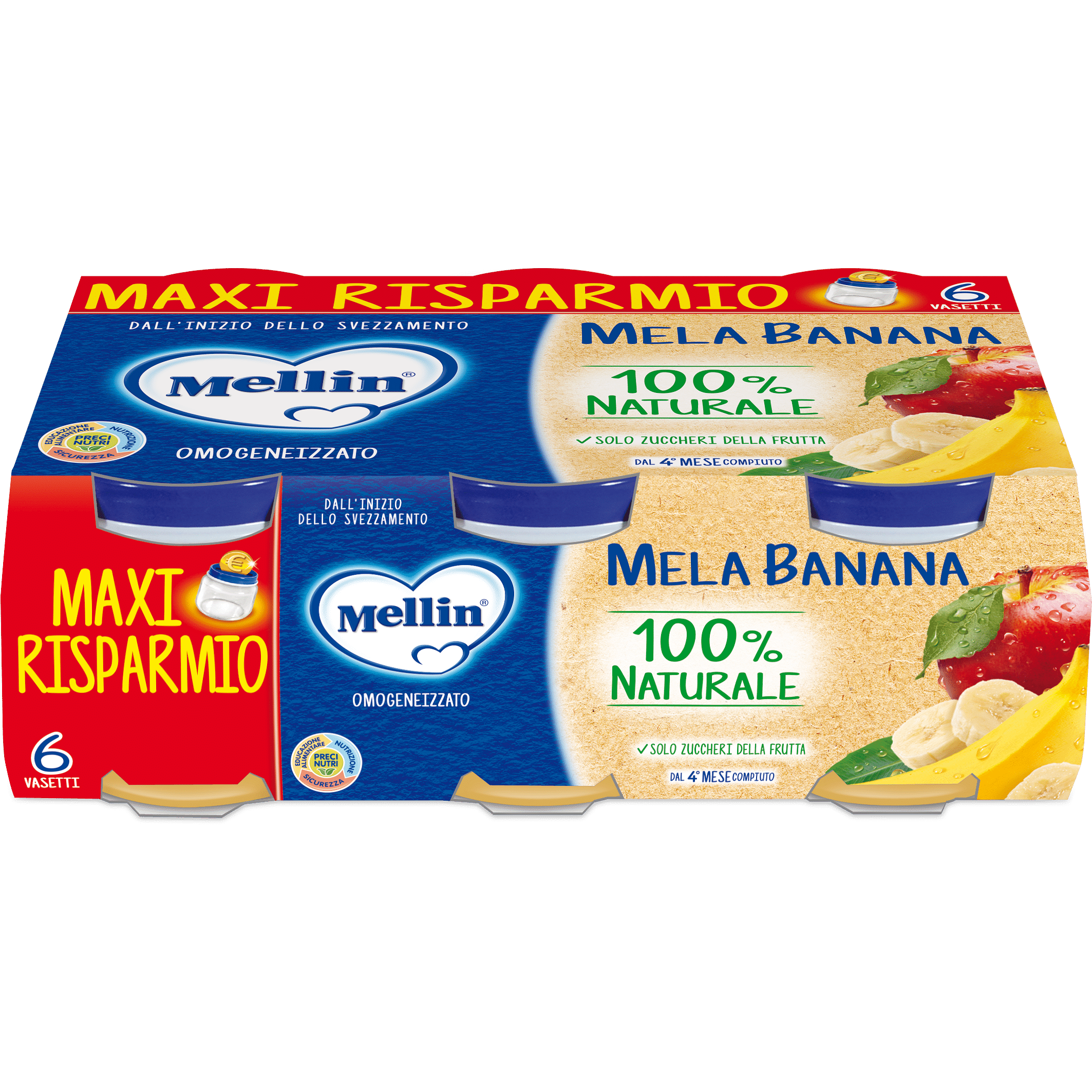 Mellin Omogeneizzato Mela Banana 100 G 6 Pezzi