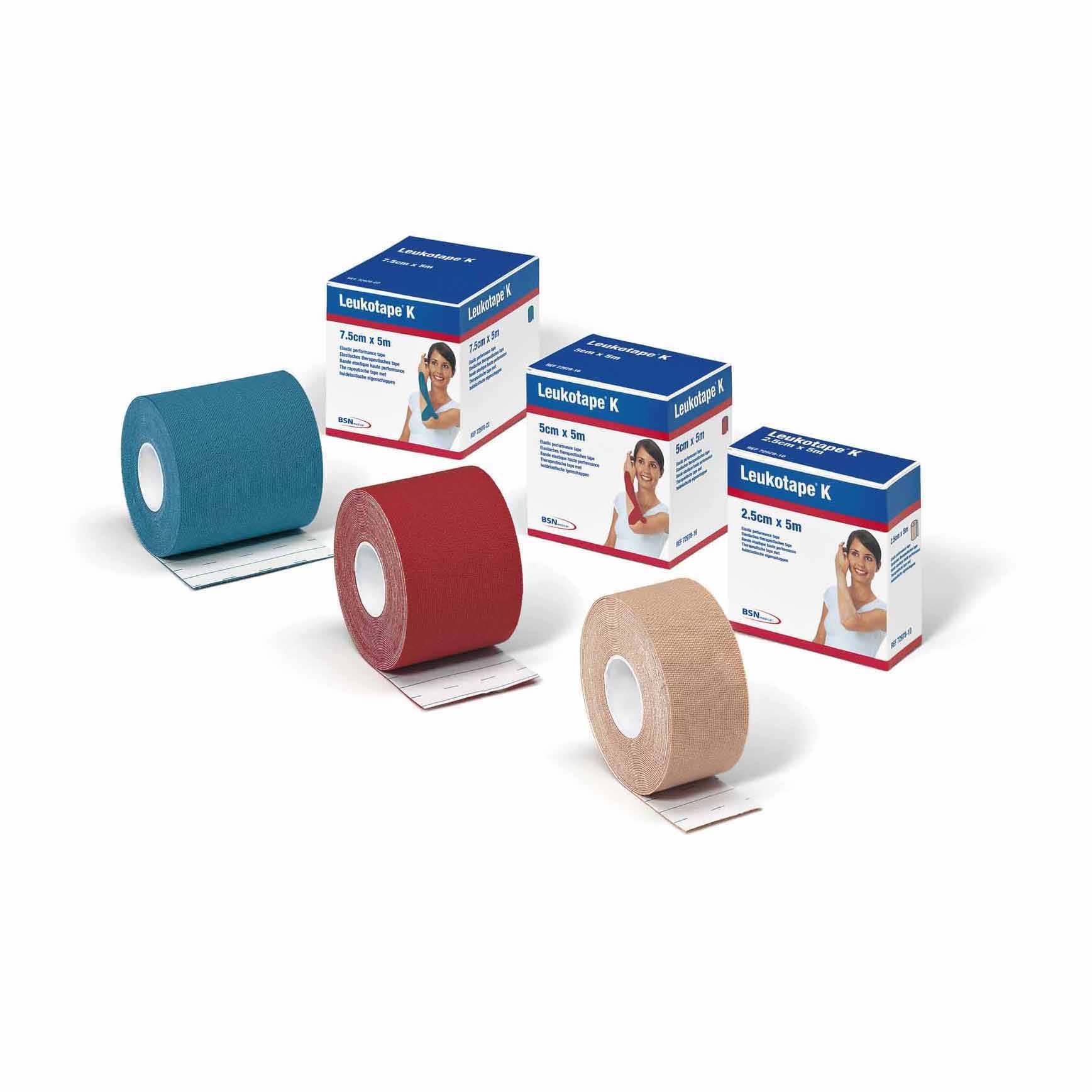 Benda Leukotape K per Taping Fisioterapico 7,5cm x 5m Rossa