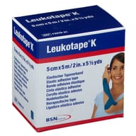 BENDA ADESIVA LEUKOTAPE K PER TAPING FISIOTERAPICO LARGHEZZA 5 CM LUNGHEZZA 5 M COLORE BLU IN ROTOLO