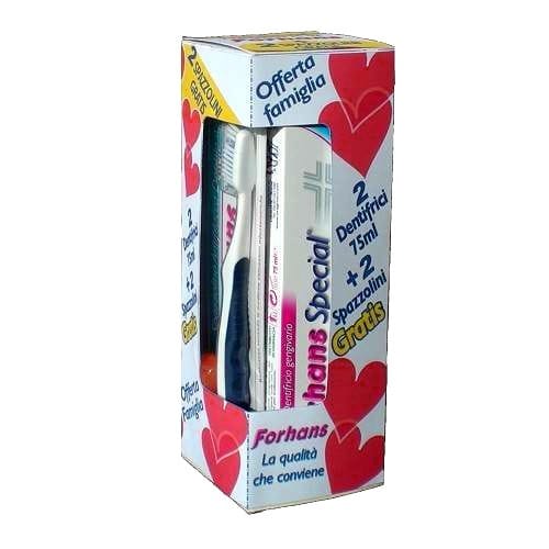 Forhans Offerta Speciale Famiglia Dentifricio 2 Pezzi + Spazzolino 2 Pezzi