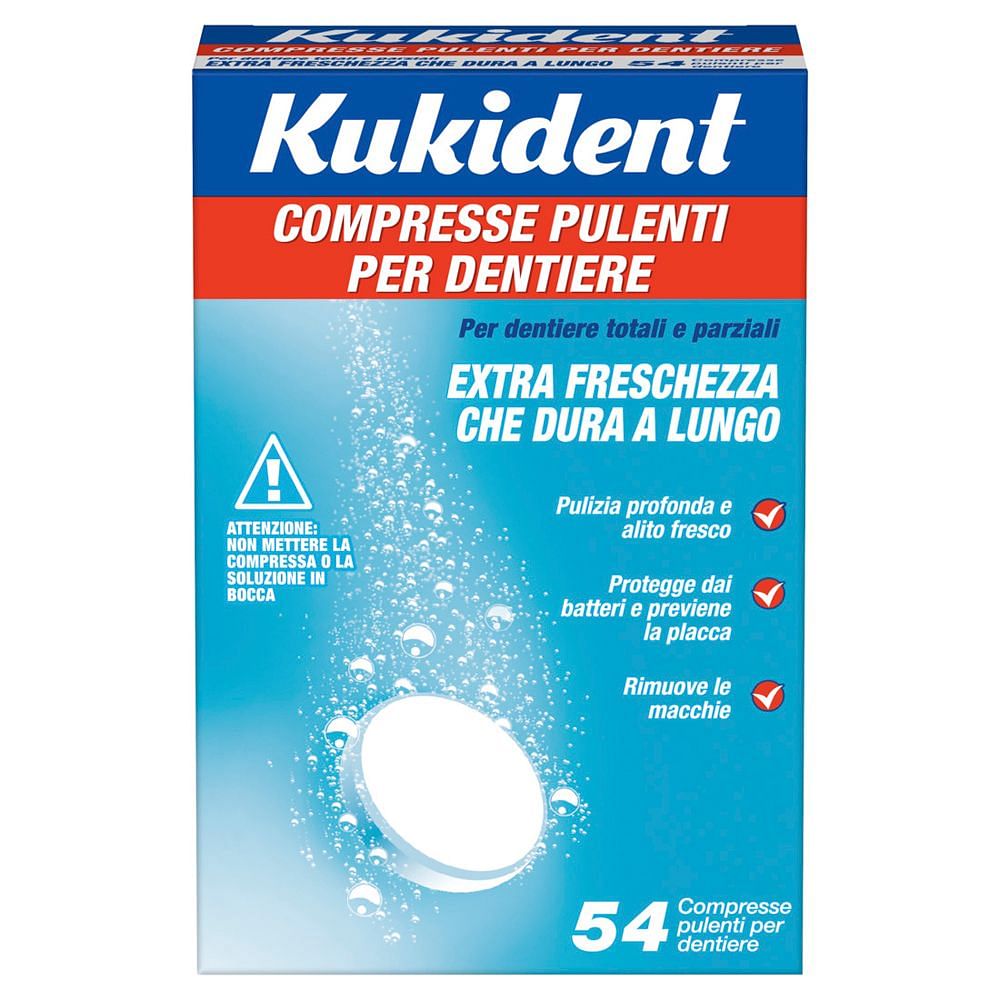 Kukident Cleanser Fresch 54 Compresse Pulizia Protesi Dentarie