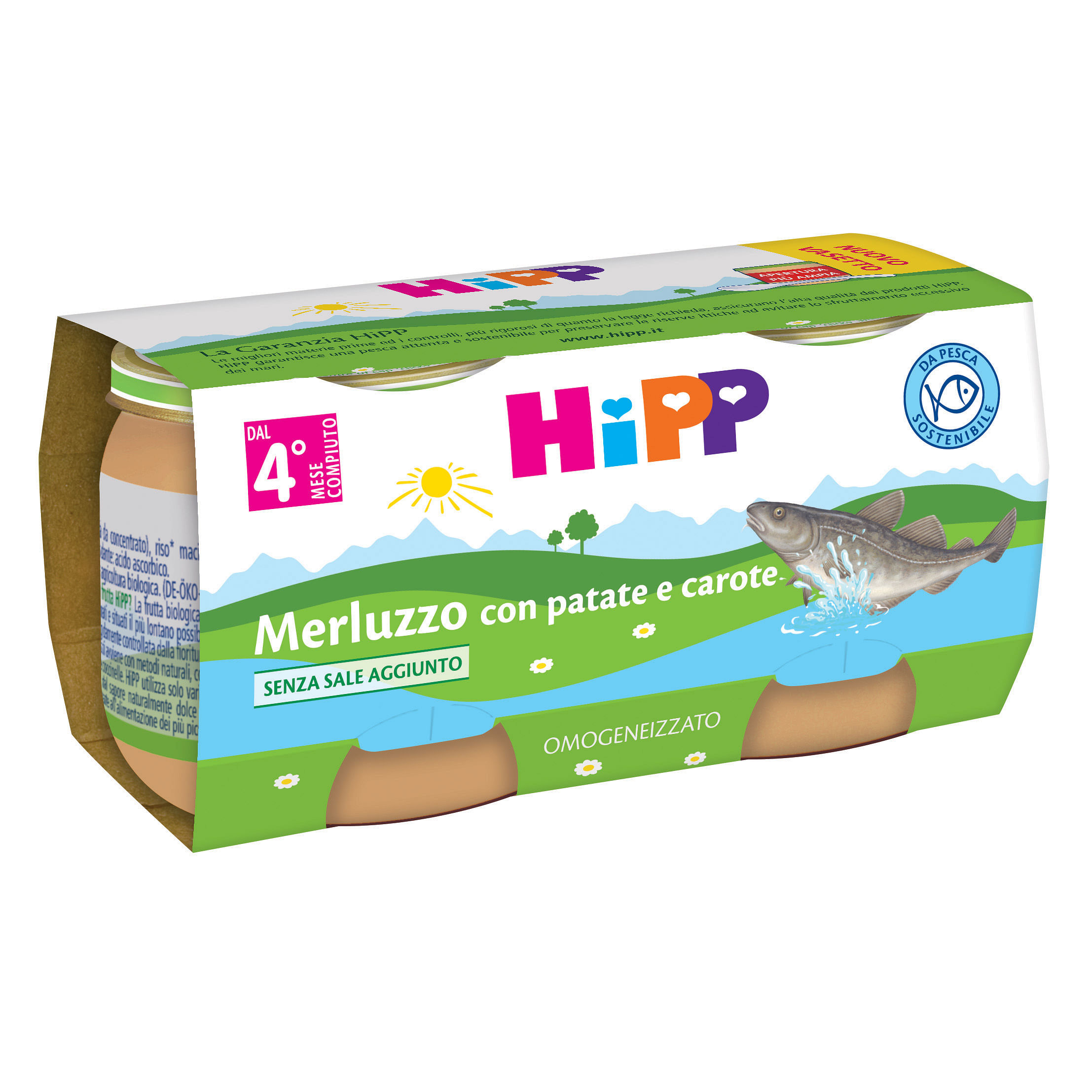 Hipp Omogeneizzato Merluzzo Carote Patate 2 X80 G