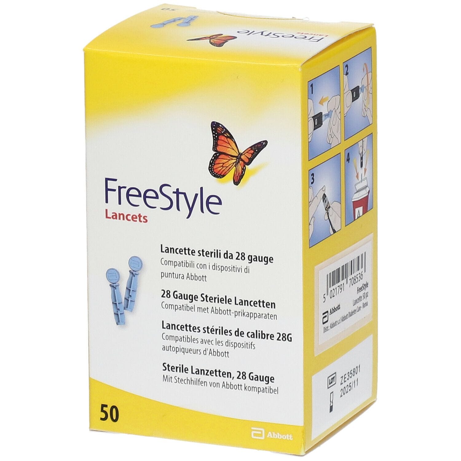 Lancette pungidito FreeStyle Gauge 28, 50 pezzi monouso