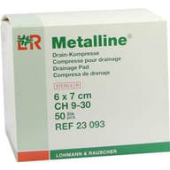 MEDICAZIONE PER TUBI DI DRENAGGIO FESSURATA METALLINE DRAIN 6X7CM FORO 4,5X11MM 50 PEZZI