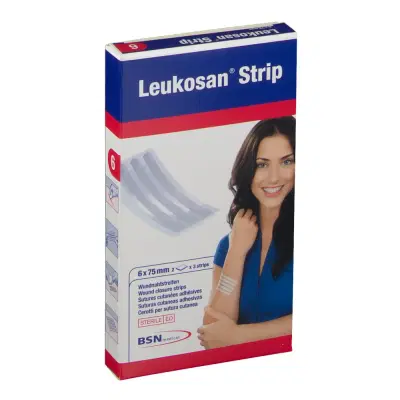 CEROTTO PER SUTURA LEUKOSAN STRIP 6X75MM 2 BUSTE X 3 CEROTTI CEROTTO PER SUTURA LEUKOSAN STRIP 6X75MM 2 BUSTE X 3 CEROTTI