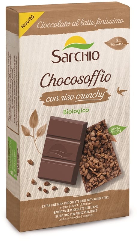 Barrette Chocosoffio cioccolato latte e riso croccante, 3x25g
