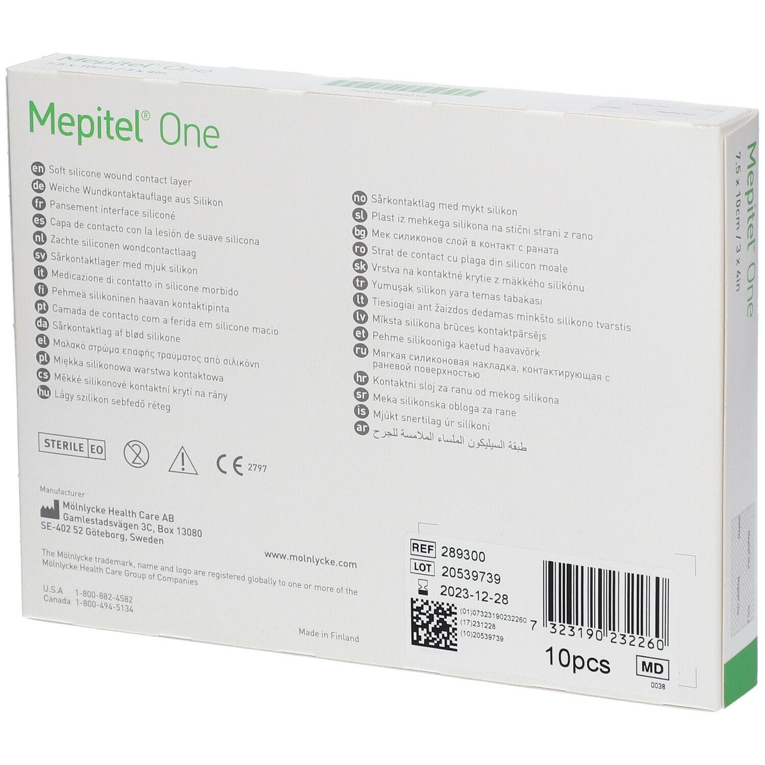 MEDICAZIONE DI CONTATTO TRASPARENTE NON ASSORBENTE CON STRATO DI CONTATTO MEPITEL ONE 7,5X10CM 10 PEZZI ARTICOLO 289300