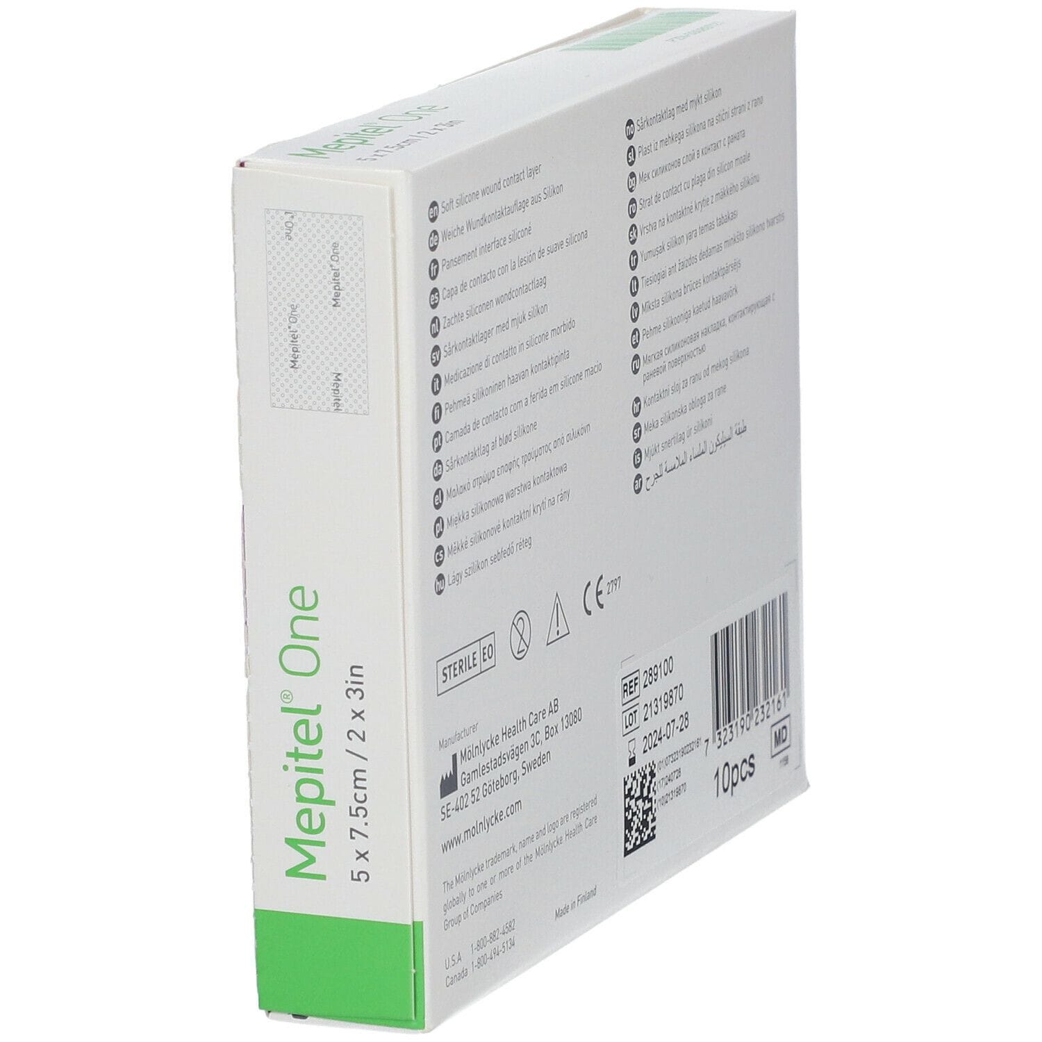 MEDICAZIONE DI CONTATTO TRASPARENTE NON ASSORBENTE CON STRATO DI CONTATTO MEPITEL ONE 5X7,5CM 10 PEZZI ARTICOLO 289100