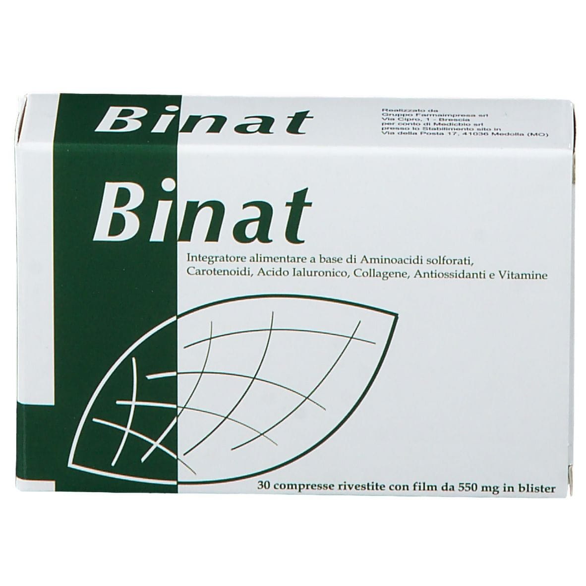 Integratore Binat per capelli, unghie e pelle, 30 compresse