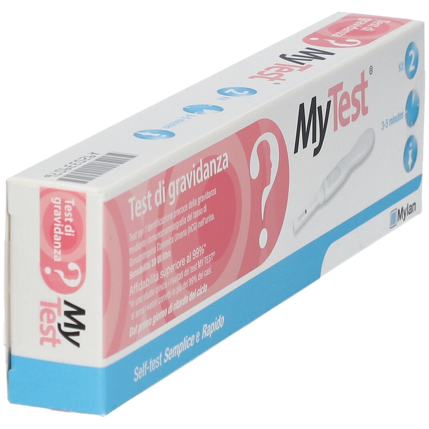 TEST DI GRAVIDANZA RAPIDO HCG MYTEST 2 PEZZI