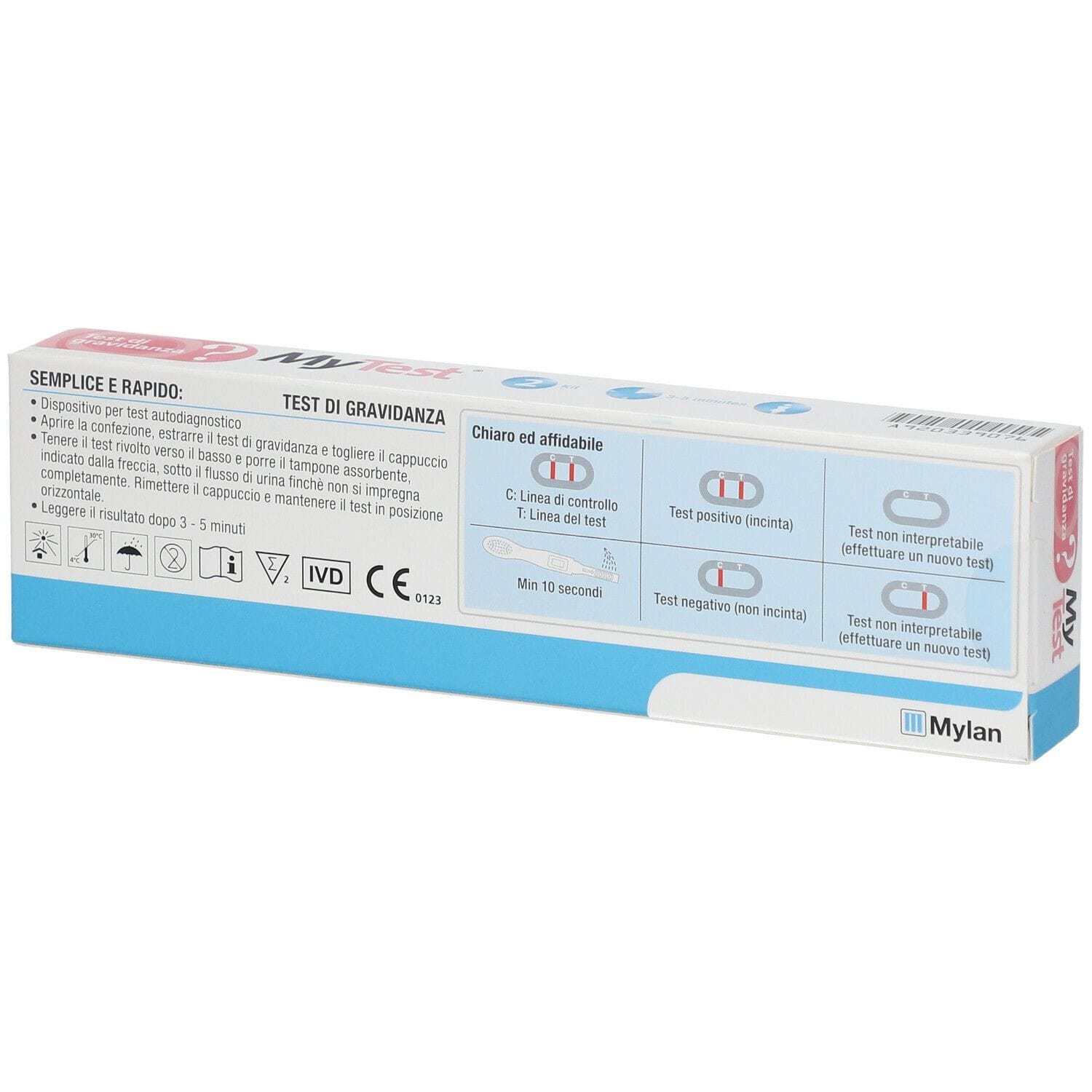 Test di Gravidanza Rapido MyTest HCG, 2 pezzi