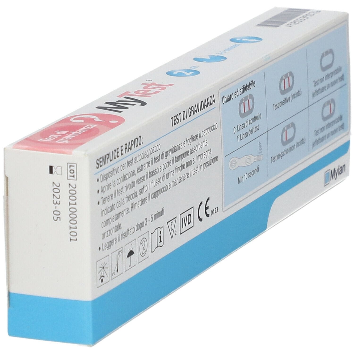 TEST DI GRAVIDANZA RAPIDO HCG MYTEST 2 PEZZI