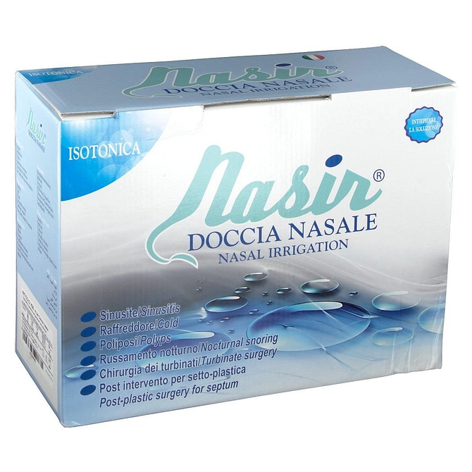 Nasir Doccia Nasale Con Soluzione Fisiologica Isotonica 10 Sacche 250 Ml + 1 Blister