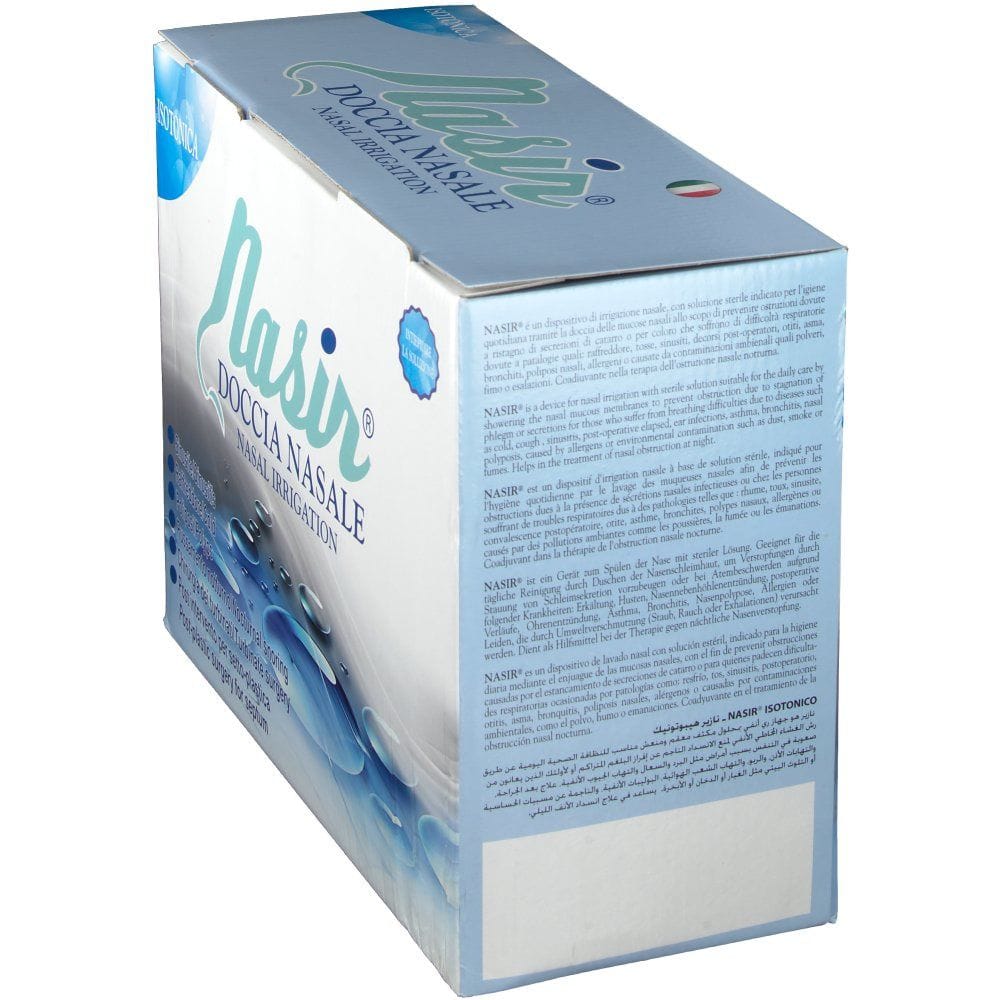 NASIR DOCCIA NASALE CON SOLUZIONE FISIOLOGICA ISOTONICA 10 SACCHE 250 ML + 1 BLISTER