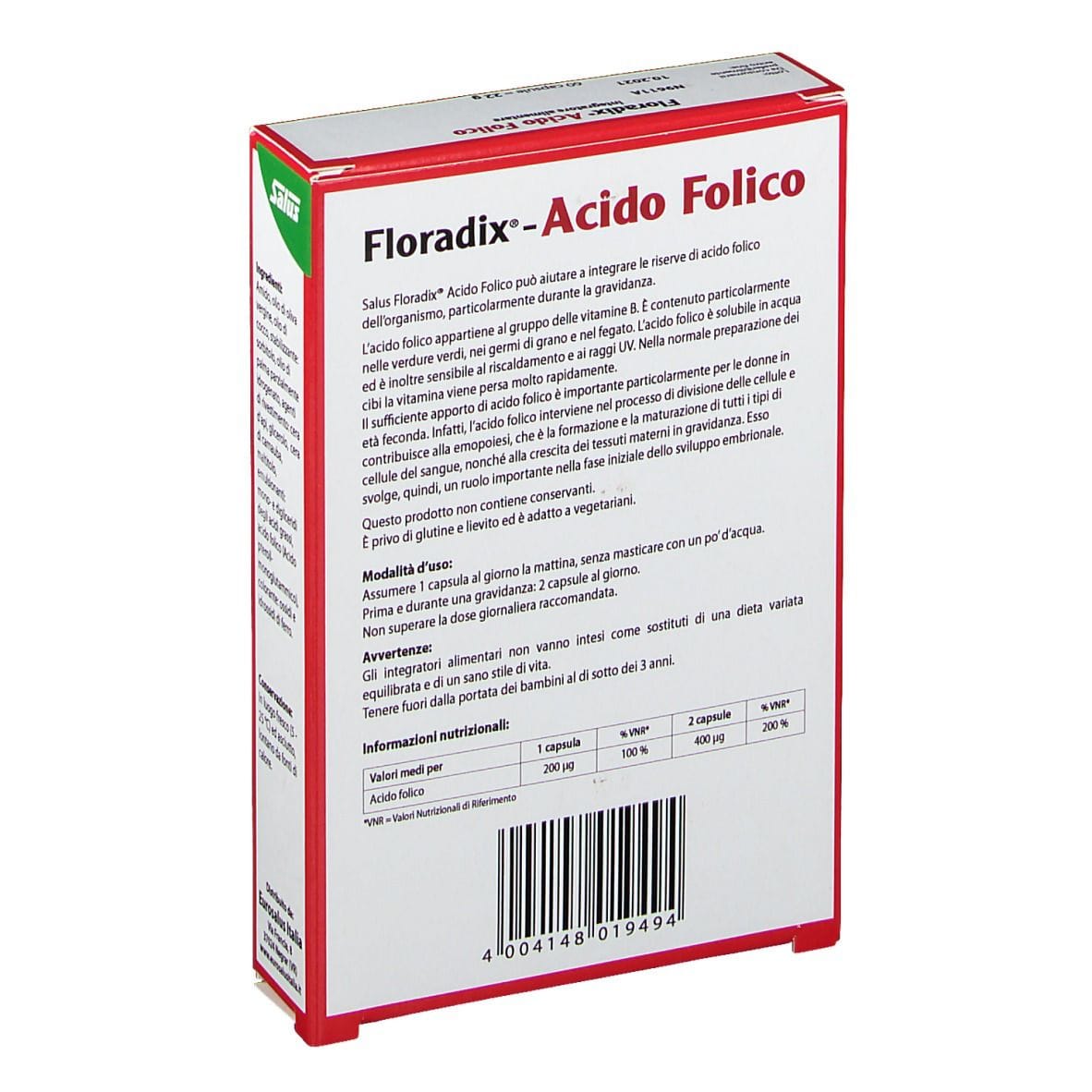 Integratore Floradix Acido Folico per la Gravidanza, 60 Capsule