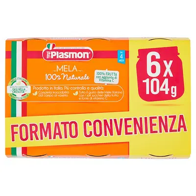 PLASMON OMOGENEIZZATO MELA 6 X 104 G PLASMON OMOGENEIZZATO MELA 6 X 104 G
