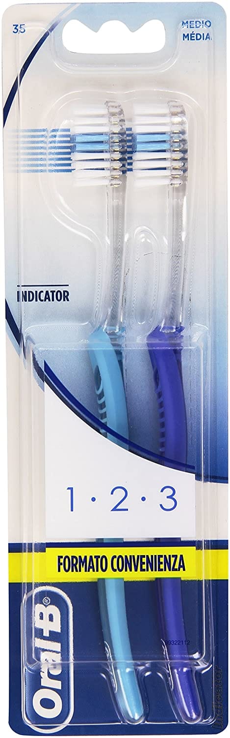 Oralb 123 Indicator Spazzolino Manuale Setole 35 Medie 2 Pezzi